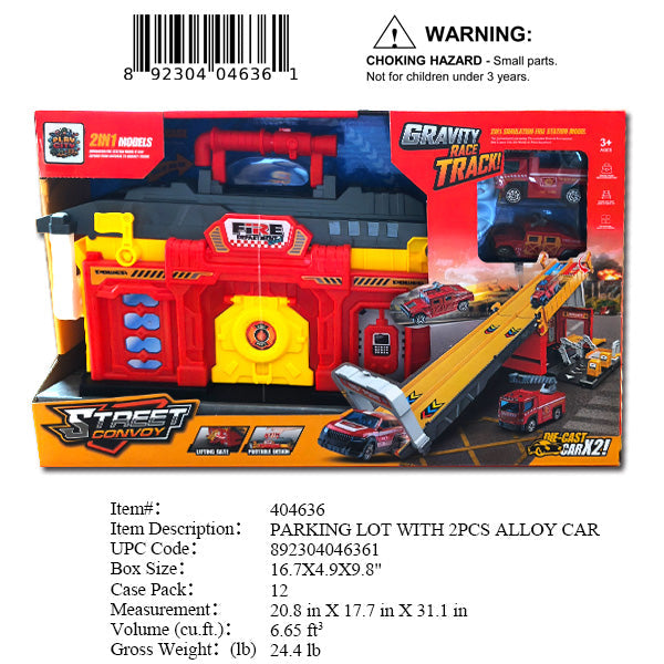 16.7X4.9X9.8"FIRE TRUCK STATION AND TRACK SET