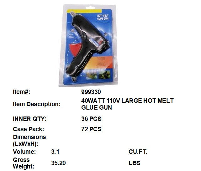 40WATT 110V LARGE HOT MELT GLUE GUN