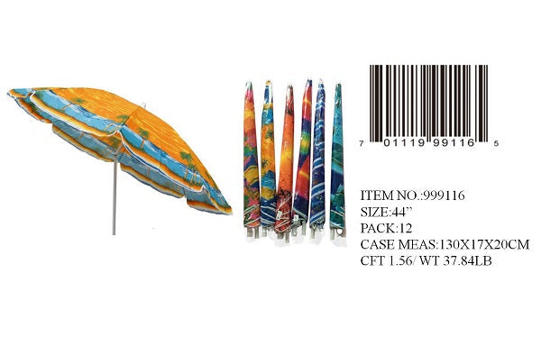 44" 7-1/2FT BEACH UMBRELLA W/TILT 6 ASST.