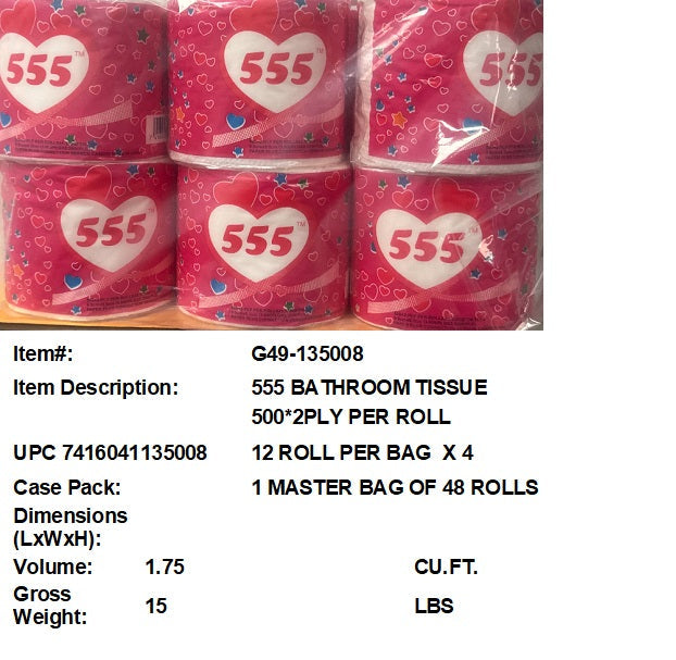 555 BATHROOM TISSUE 12PC X 4