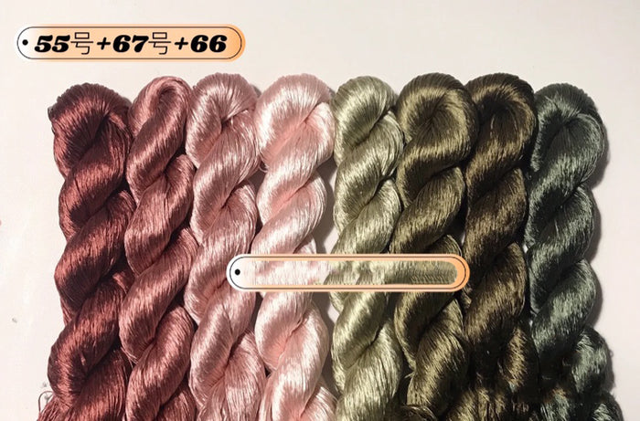 80m Suzhou Embroidery Untwisted Mulberry Silk Thread(#055 #067 80m*8) - Ronghua Threads