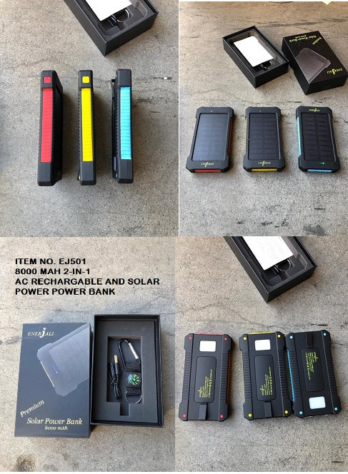 8500MAH POWER BANK W/SOLAR PANEL
