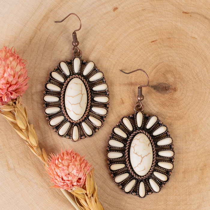 93357 - Squash Blossom Earrings - Ivory & Copper