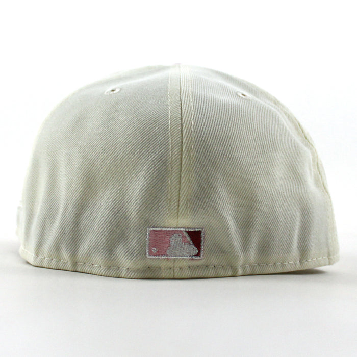 Atlanta Braves 1999 World Series New Era 59Fifty Fitted Hat (Chrome White Scarlet Red Pink Under Brim)