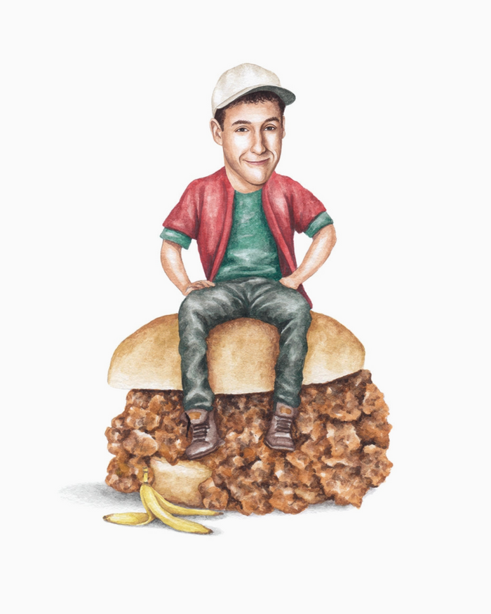 Billy Madison, Adam Sandler Celebs on Sandwiches watercolor drawing painting print sold by Le Monkey House
