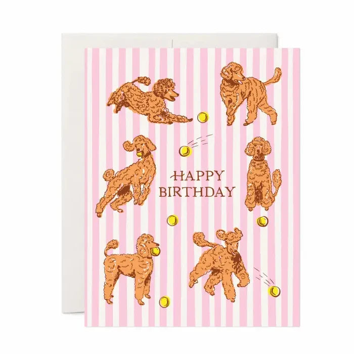 Birthday Poodles Greeting Card
