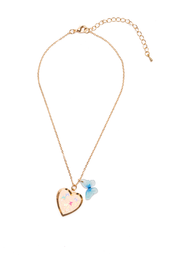 Butterfly Heart Locket Necklace-Retail-Great Pretenders USA