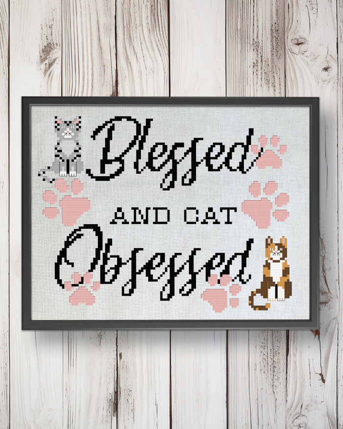 Cat Obsessed Cross Stitch Pattern