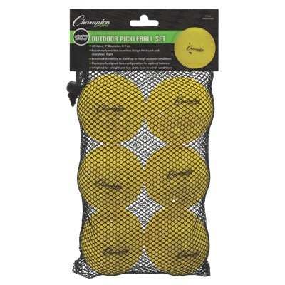 Champion Sports Roto Molded Outdoor Pickleballs-6 pack Equipment CHAMPION SPORTS
