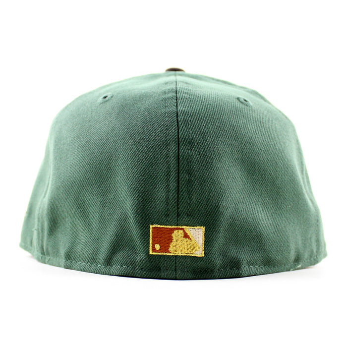 Chicago Cubs be Alert For Foul Balls New Era 59Fifty Fitted Hat (Mountain Green Burnt Wood Moss Under Brim)