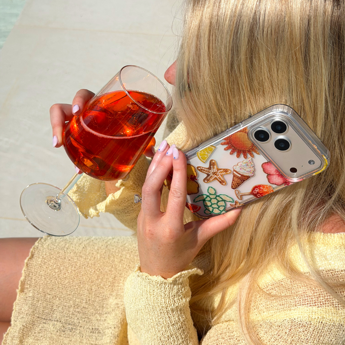 Island Girl Summer Phone Case on phone next to pool with aperol spritz