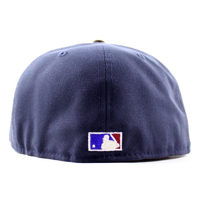 Cleveland Indians Season 1994 New Era 59Fifty Fitted Hat (Navy Burnt Wood Pink Under Brim)