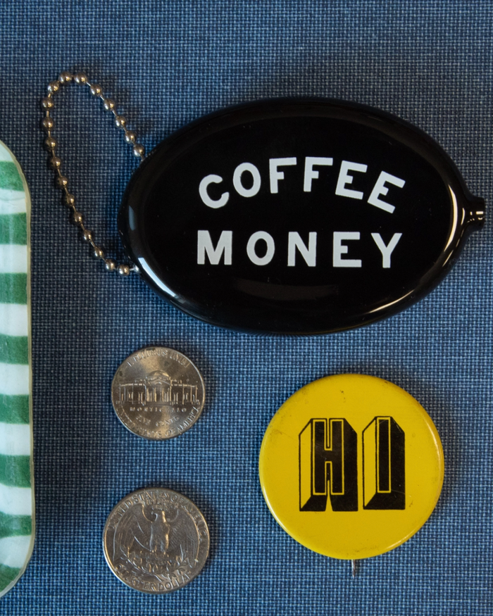 Coffee money black and white coin pouch purse by three potato four sold by Le Monkey House