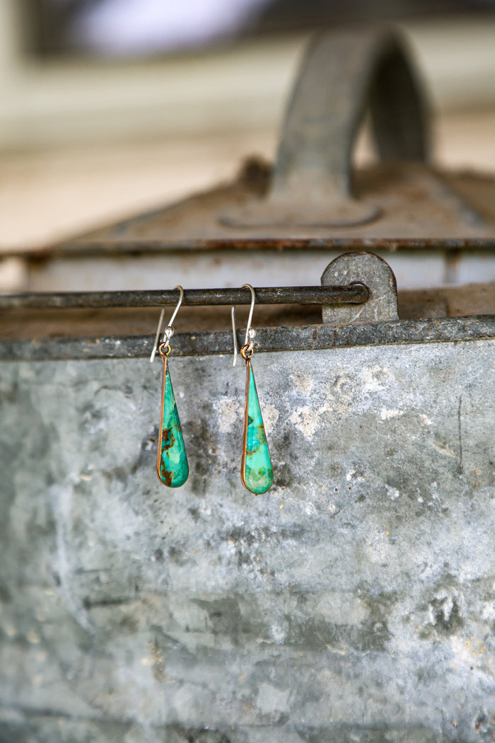 Copper/Turquoise Teardrop Hook Earrings
