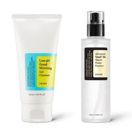 COSRX Low PH Good Morning Gel Cleanser with Advanced Snail 96 Mucin Power Essence set - DOKAN