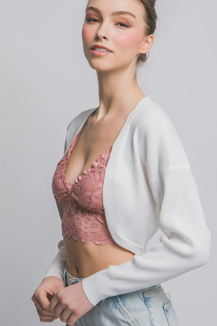 Cropped Ribbed Knit Bolero