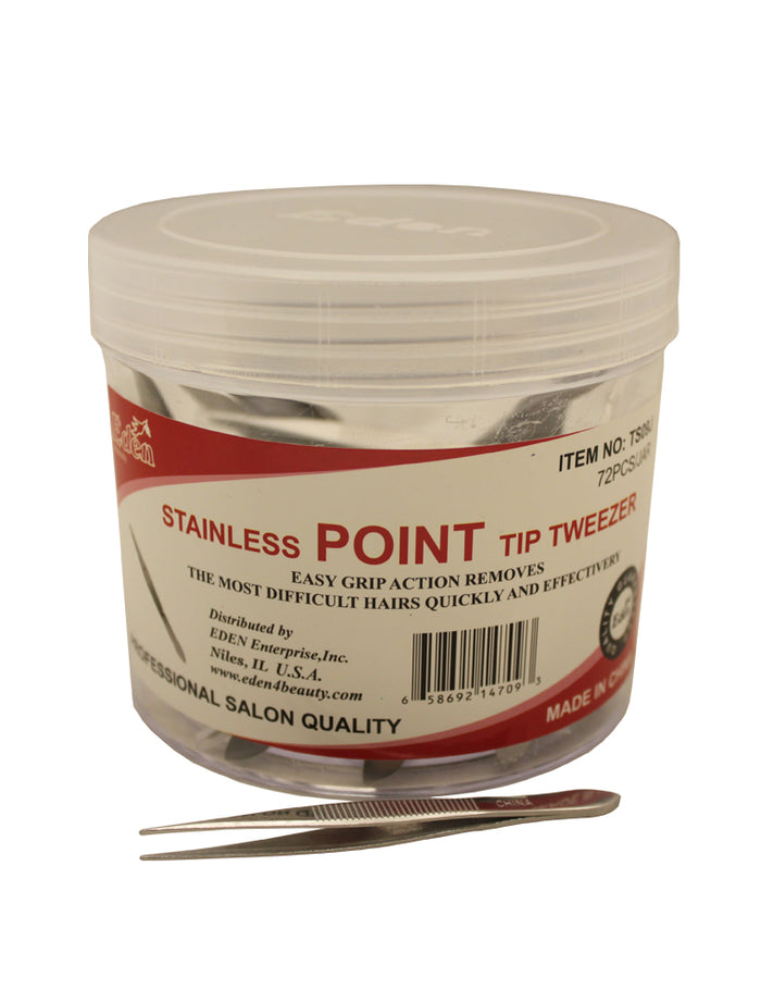 EDEN STAINLESS STEEL TWEEZER 72PCS - JAR - Palms Fashion Inc.