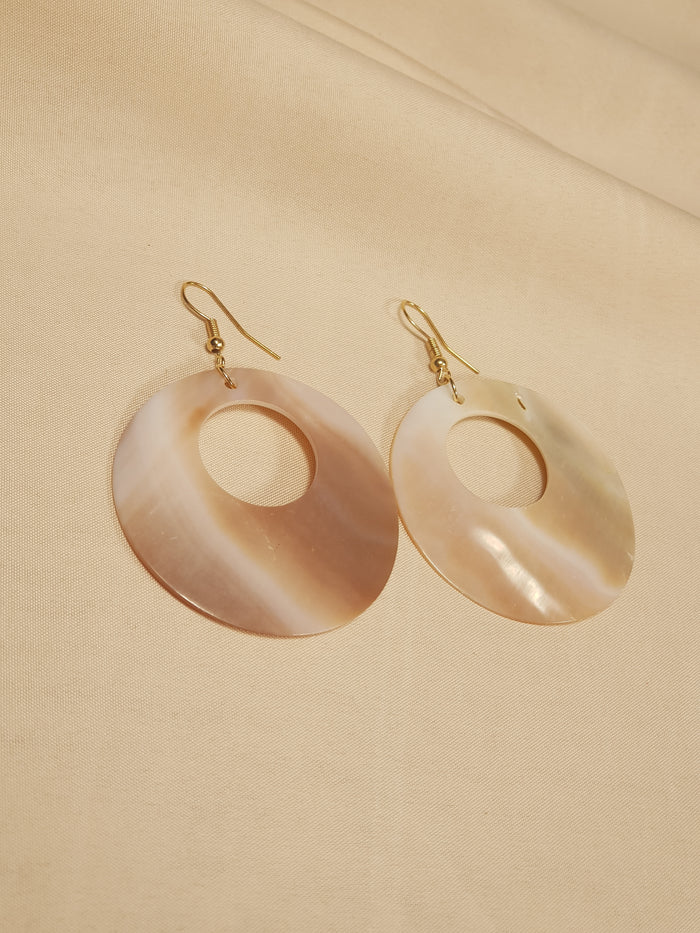 Timeless Circular Mother of Pearl Drop Earrings