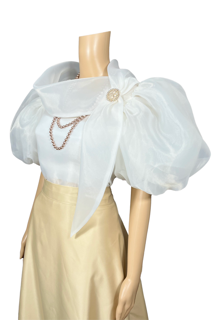 Premium Sheer Cloud Filipiniana Kimona with Modern Puff Sleeve for Formal Events