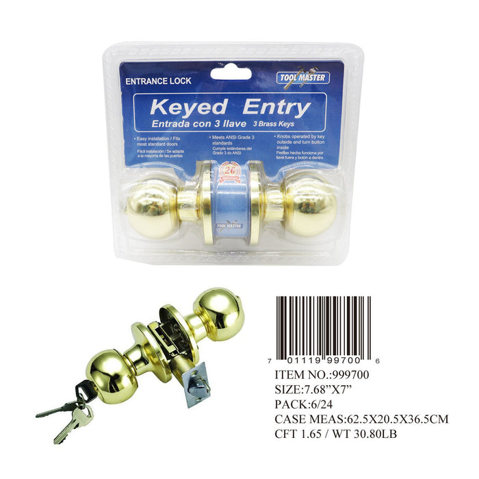 ENTRY DOOR LOCK+3 KEYS GOLD COL