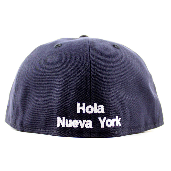 Fila De Asesinos Hola Nueva York New York Yankees American League New Era 59Fifty Fitted Hat (Navy Gray Under Brim)