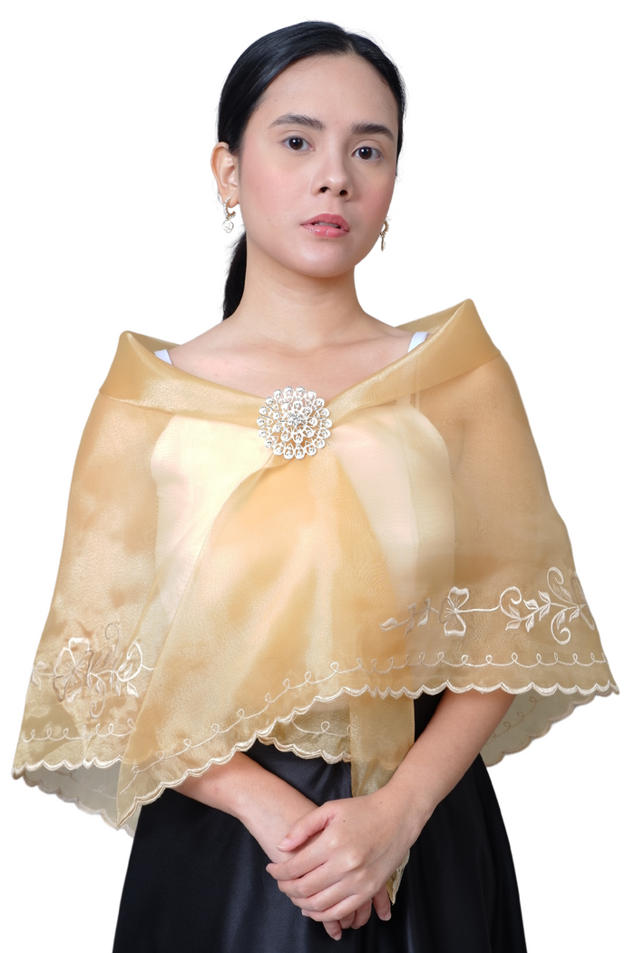 Yellow Filipiniana Organza Alampay