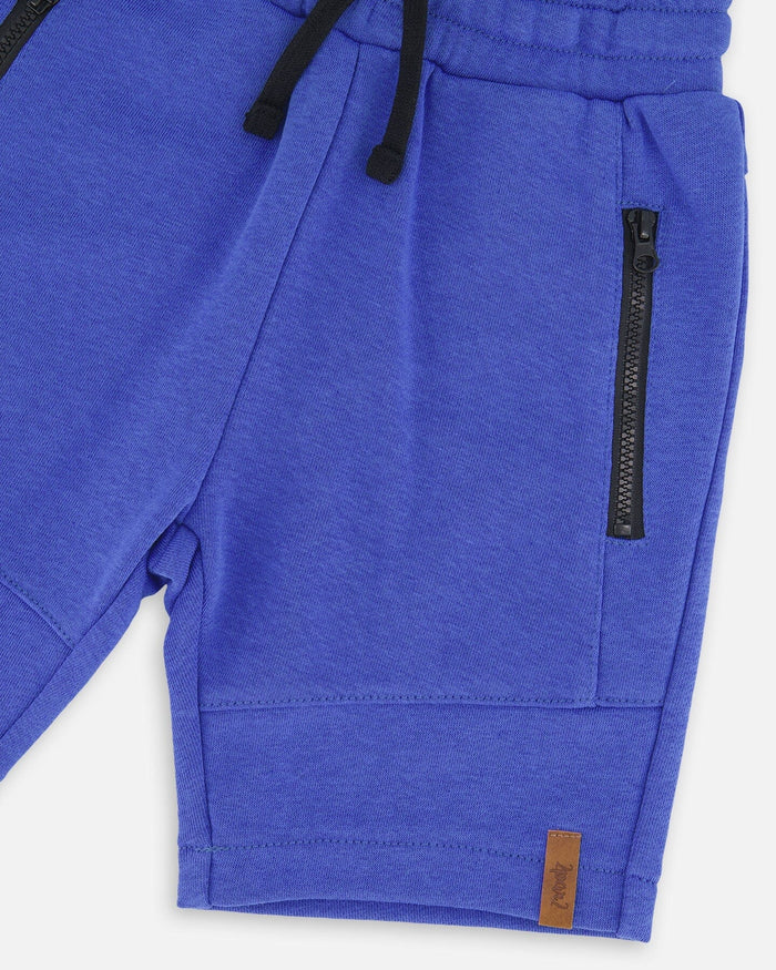 French Terry Shorts With Cross Seams Royal Blue-4