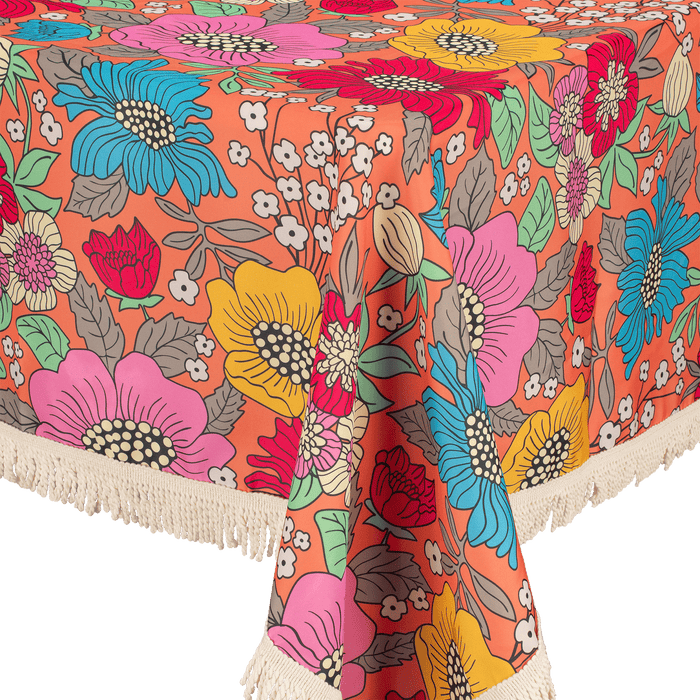 Fringed Tablecloth Sixies Floral