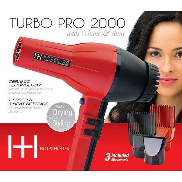 Hot & Hotter Turbo Pro2000 AC Hair Dryer, 1 Count, Red