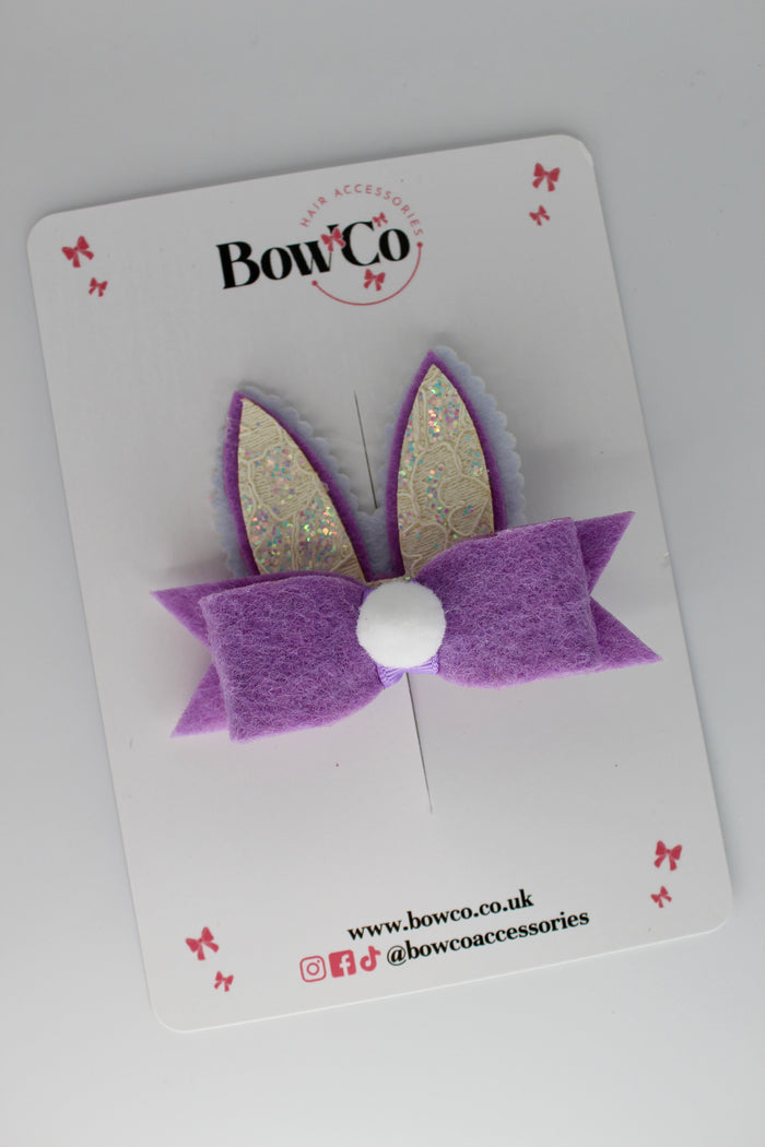 Lace Lilac Bunny Tails - Clip