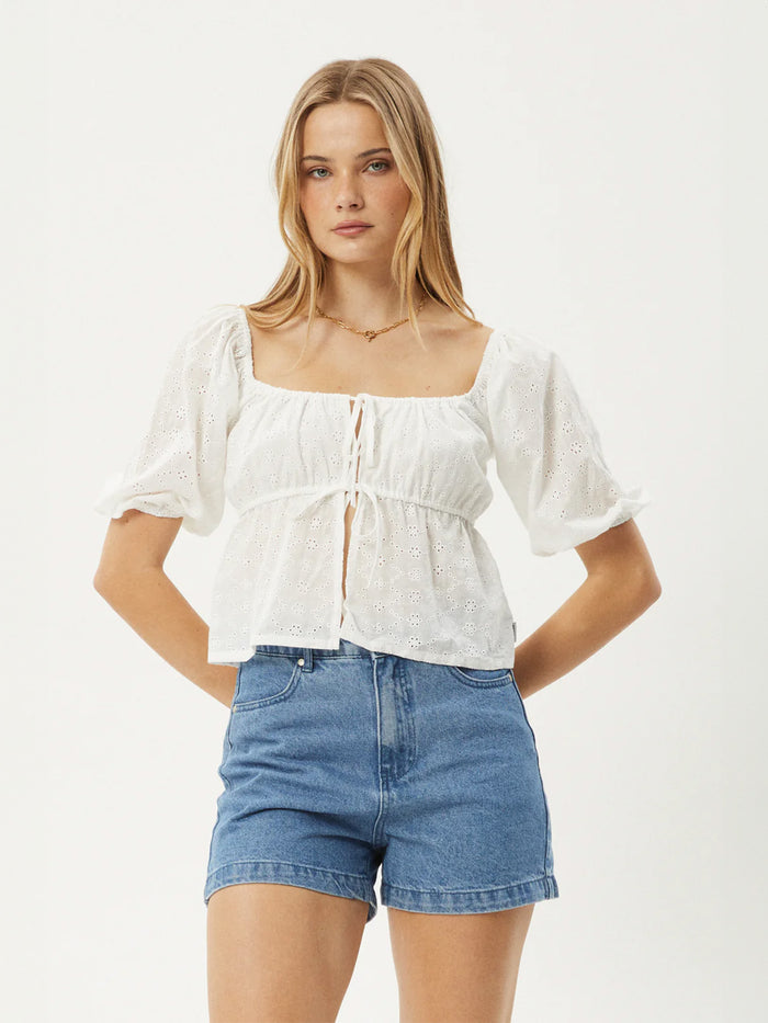 Marlow - Recycled Tie Front Top | White-Image 5