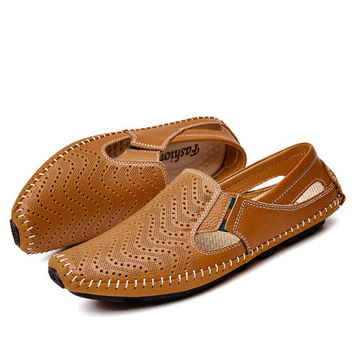 Men Fashion Leather Sandals Plus Size 45 46 47 Casual Slip-on Summer Shoes 5 Colors Size 38-47