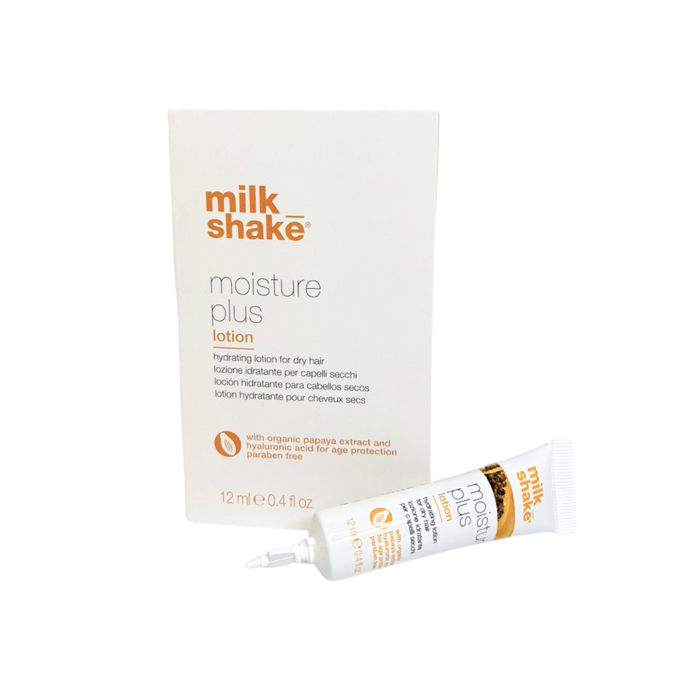 milk_shake Moisture Plus lotion packaging and tube on a white background