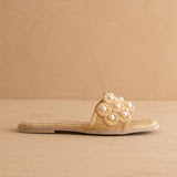 Natural Pearl Raffia Slide