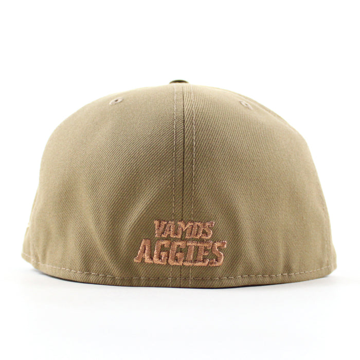 New Mexico State University Aggies Vamos New Era 59Fifty Fitted Hat (Khaki Walnut Brown Gray Under Brim)