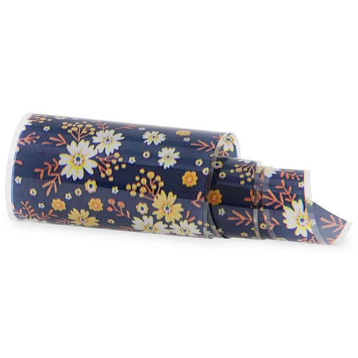 NF-036 Navy Backed Floral - Transfer Foil Strip Naio Nails