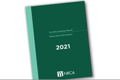 2021 NRCA Roofing Manual for Steep-slope Roof Systems with dark green cover and white text design