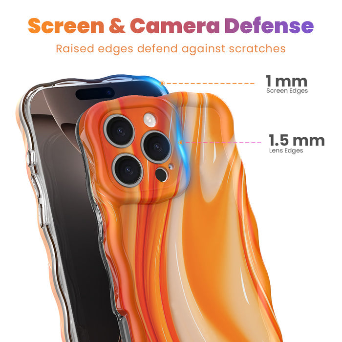 Orange Crush MagSafe iPhone case with swirled marble pattern in sunset orange by Fancy Bands