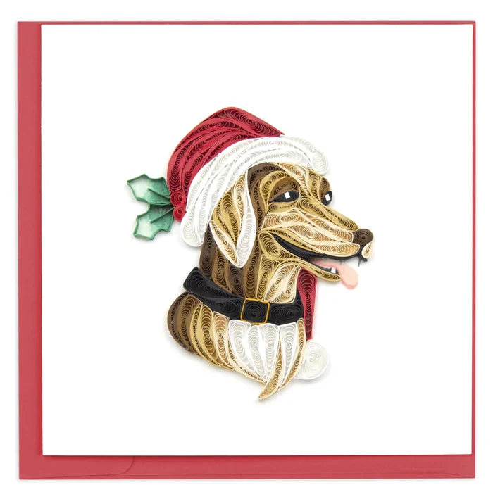 QUILLING CARD Christmas Holiday Dog Greeting Card