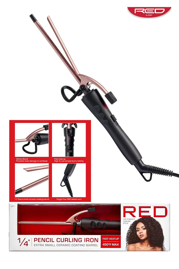 RED BY KISS 1/4" PENCIL CURLING IRON - BSW BEAUTY CANADA