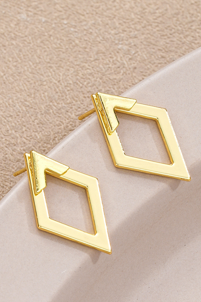 Little Daisy Closet rhombus earrings featuring geometric silver-tone design with shiny, modern shapes for stylish accessory wear.