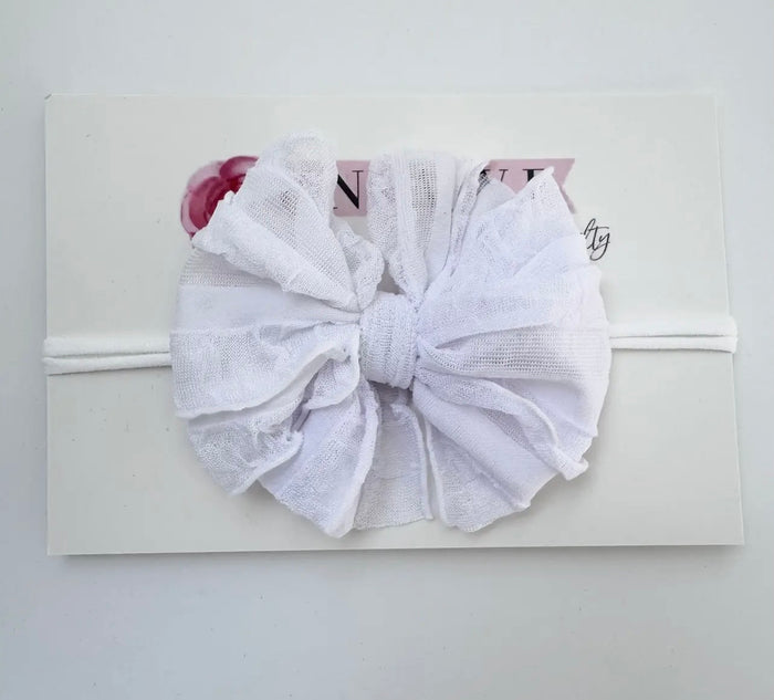 Rockin Royalty Skinny Mini Ruffled Headband White