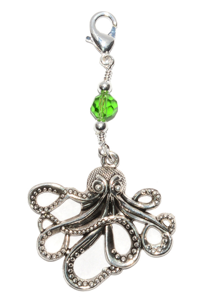 Silver Cthulhu Octopus Charm - Large Statement Hair Accessory front view