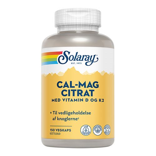 Solaray - Cal-Mag Citrat med vitamin D og K2 - 150 kapsler