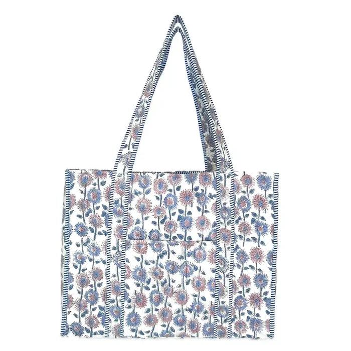 The Annie Quilted Block-Printed Tote Bag-6 Colors