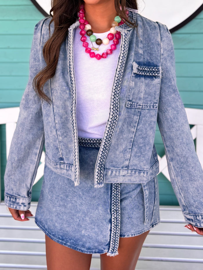 The Mariah Braided Jacket-Denim