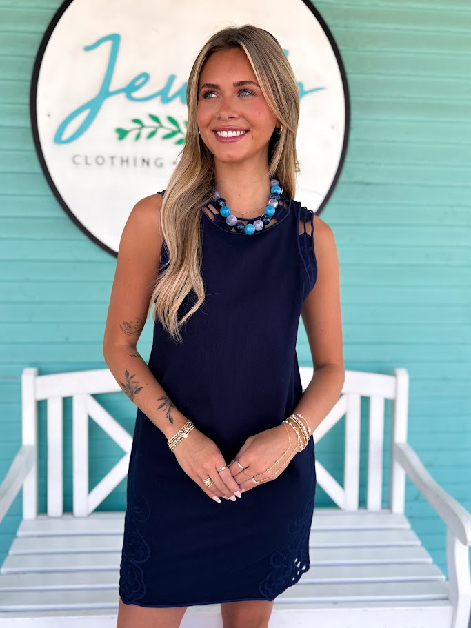 The Slyvia Embroidered Dress-Blue