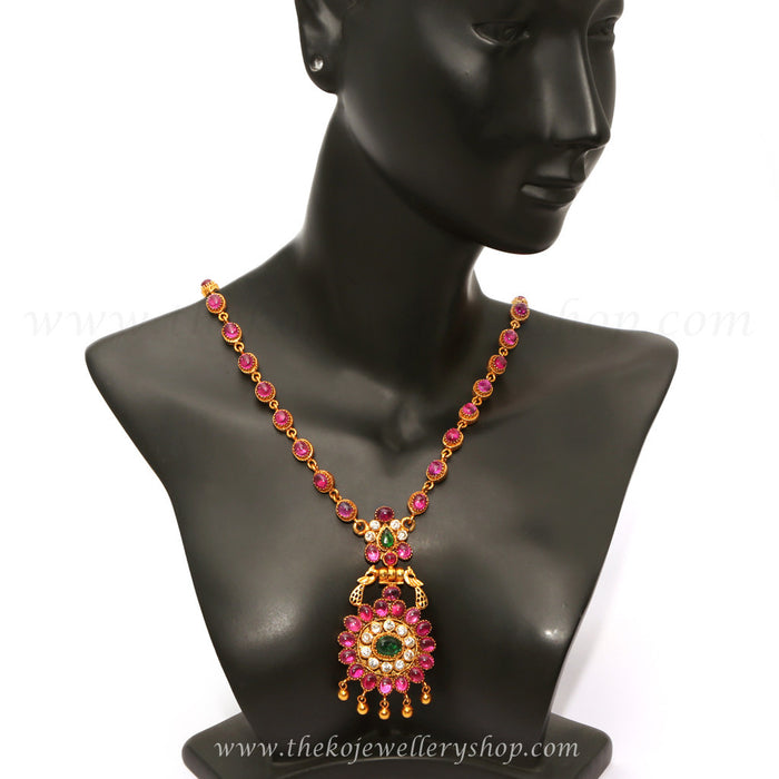 24 carat gold dipped pure silver with red stones