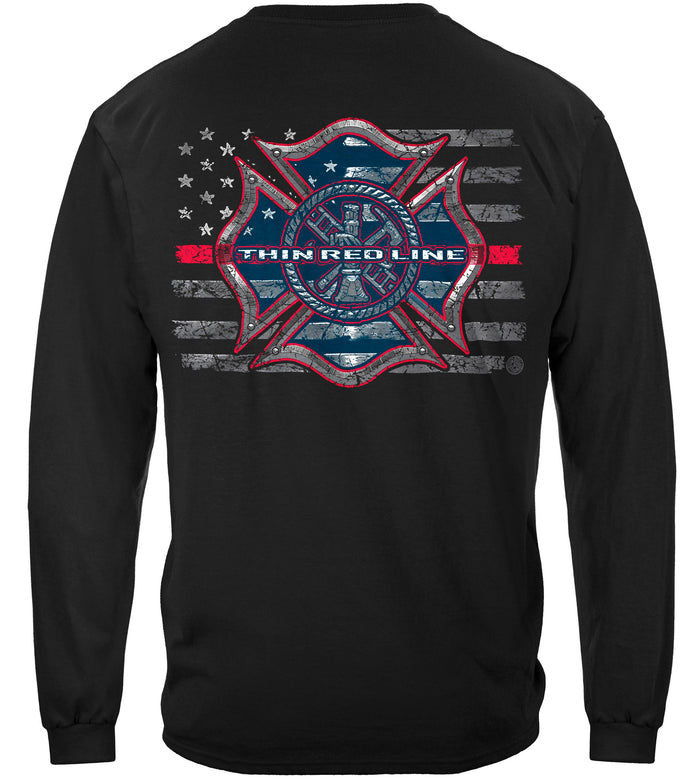 Thin Red Line Firefighter Long Sleeve Shirt Fire Department Apparel