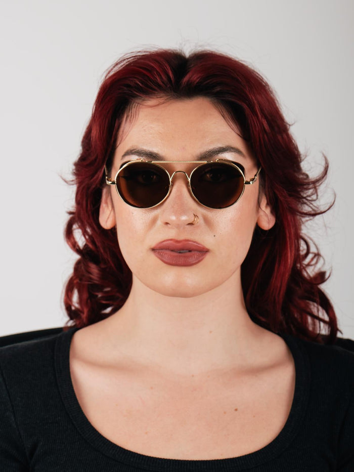 Unisex Steampunk Folding Sunglasses | Gold/Black-Image 6
